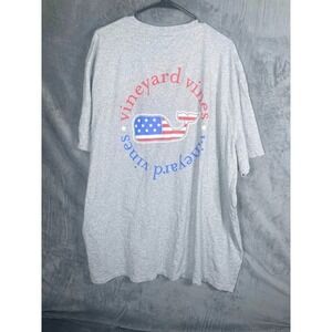 Vineyard Vines Men's Patriotic Whale Pocket T Shirt Gray Size 3XB